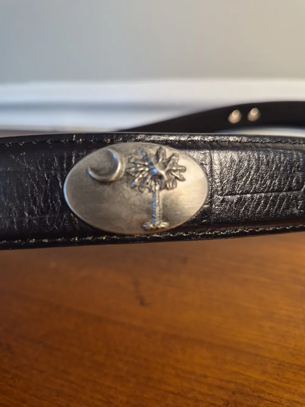 Men's Black BBLPT-CROC.  Leather Belt with  Brushed Silver Buckle